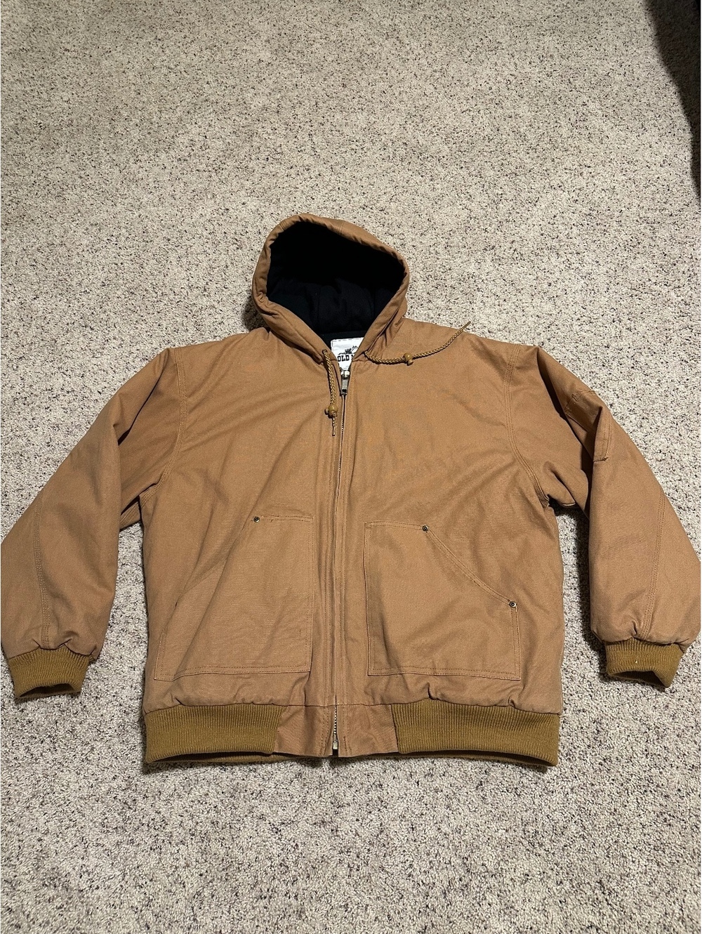 Old Mill XL Brown Hooded Work Jacket with Fleece Lining
